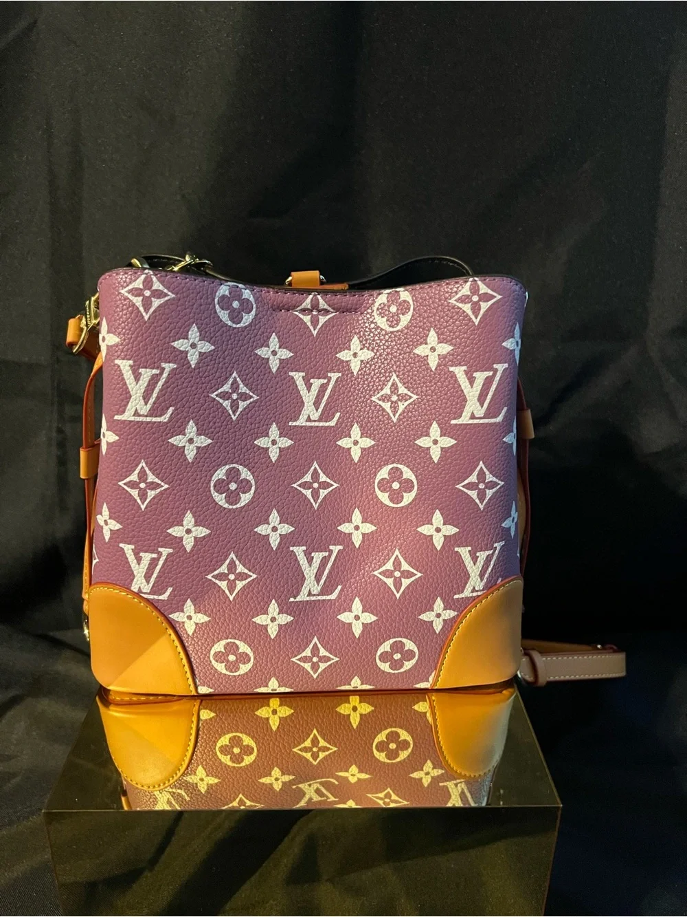 Louis Vuitton “Fashion” Purple Monogram Bucket Bag with Tan Leather - Picture 6 of 13